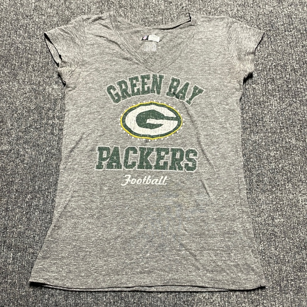 NFL Green Bay Packers gray v-neck short sleeve tee-large